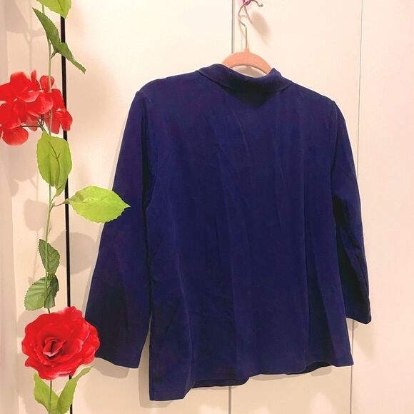 🌷lauren by Ralph Lauren🌷 Navy Blue Long Sleeve Polo Shirt   - Picture 2 of 6